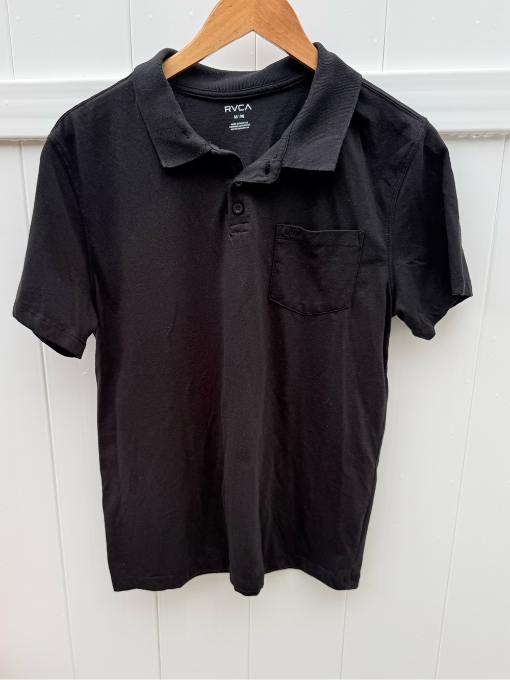RVCA Black Men’s Polo with Chest Pocket